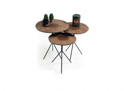 Round set of 3x coffee tables luxurious side table living room tables table